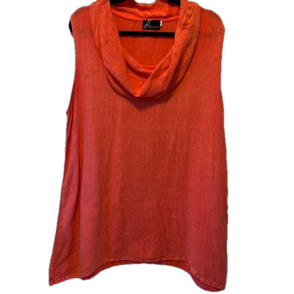 Fenini Apricot Cowl Neck Linen Tunic